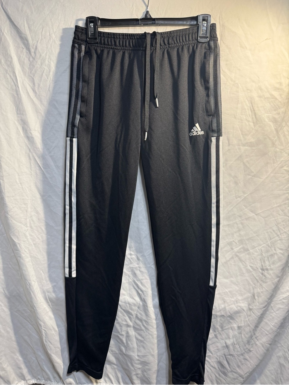 adidas Black Track Pants with White Side Stripes